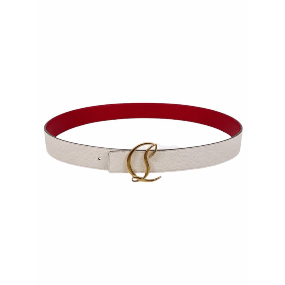 Christian Louboutin CL Logo Calf Leather Belt Leche White Size 90/36 - Picture 3 of 12